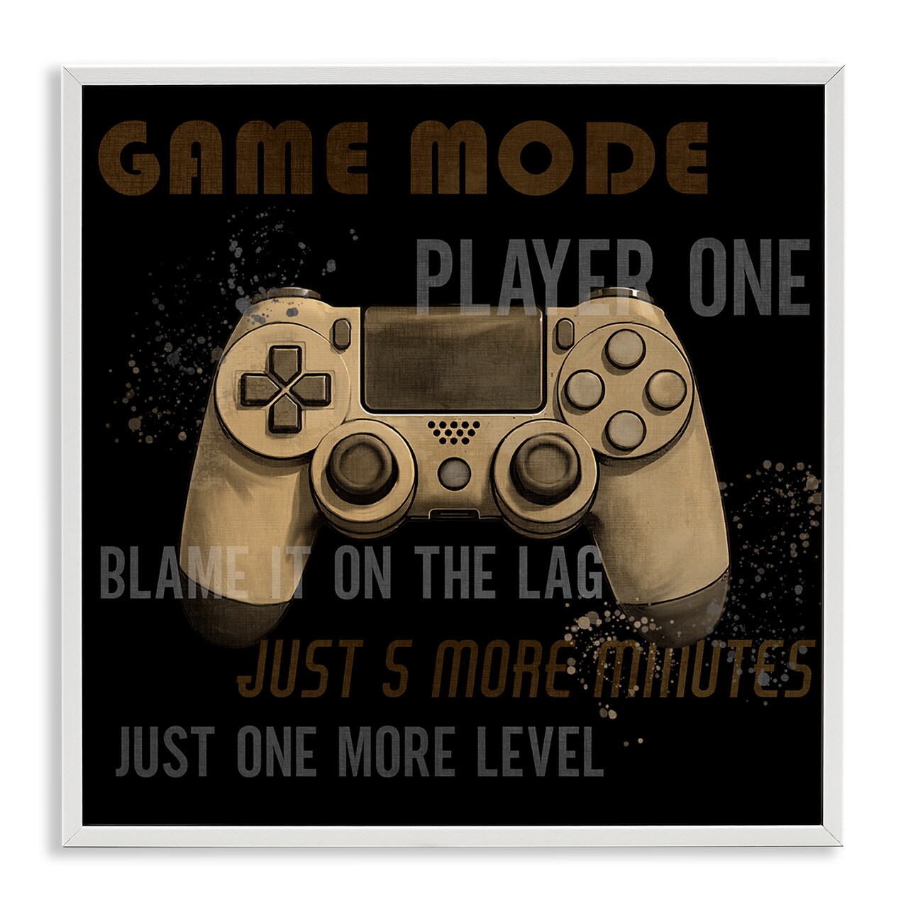 Stupell Industries Gamer Phrases Vintage Style Framed Giclee Design by Kim Allen